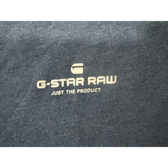 G Star Raw T Shirt Rodis RT Blue Logo Slim Fit Short Sleeve Crew Top Mens Sz L - Picture 3 of 11